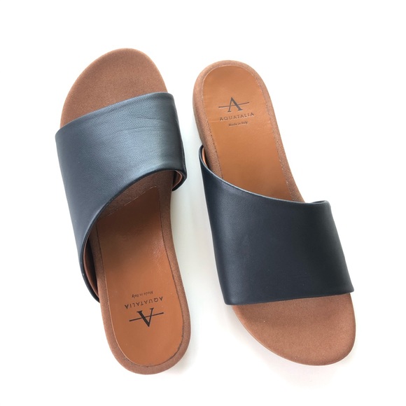 Aquatalia Dedra Leather Slide Sandals Navy Size 6 - Picture 3 of 11